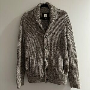 GAP Men's Shawl Collar Cardigan Sweater Textured Knit Button Up Sz S Warm Heavy
